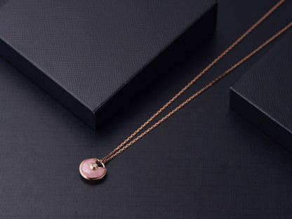 [Mystic]AMULETTE ROSE GOLD PINK MOP NECKLACE