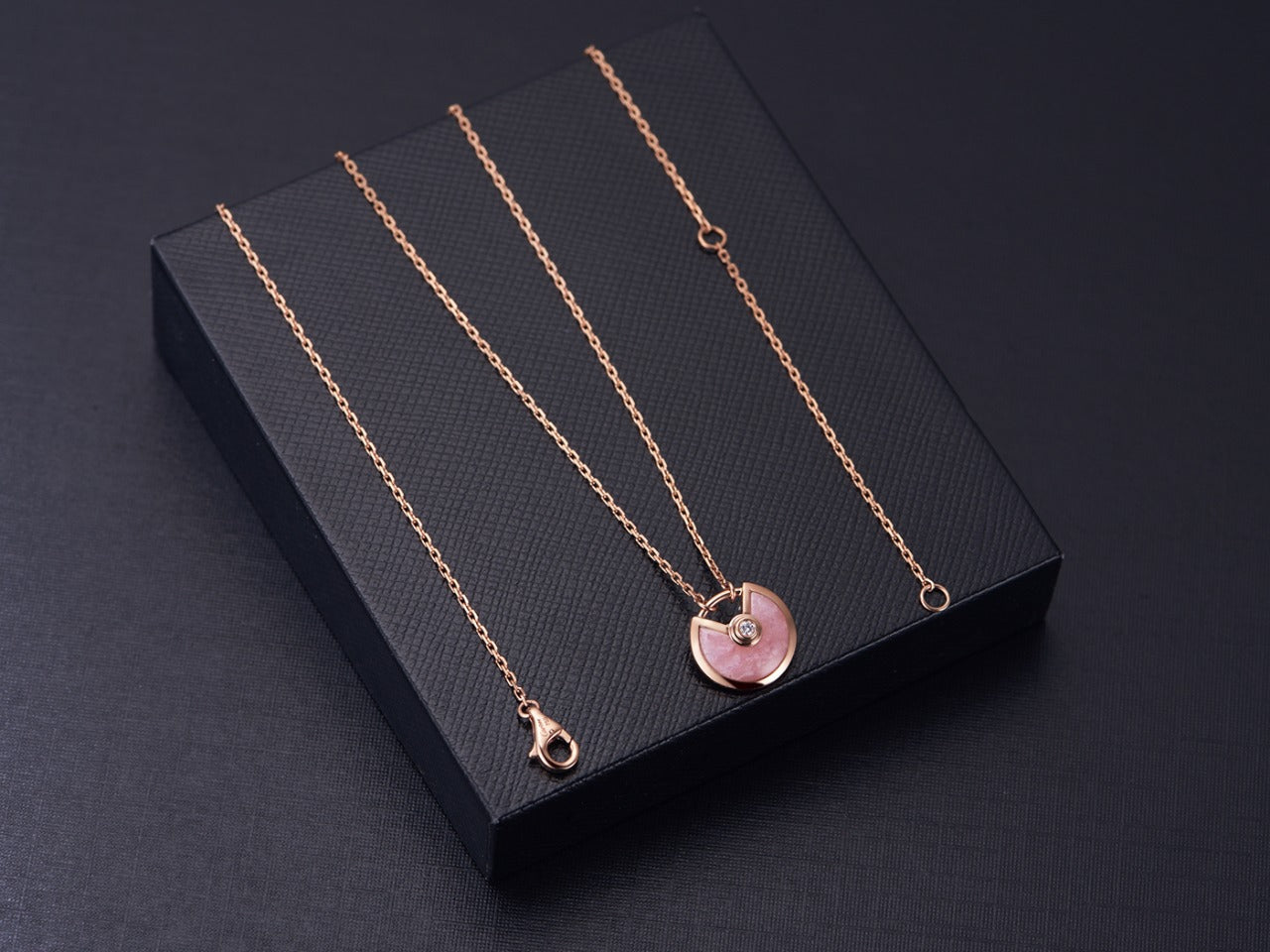 [Mystic]AMULETTE ROSE GOLD PINK MOP NECKLACE
