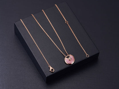 [Mystic]AMULETTE ROSE GOLD PINK MOP NECKLACE