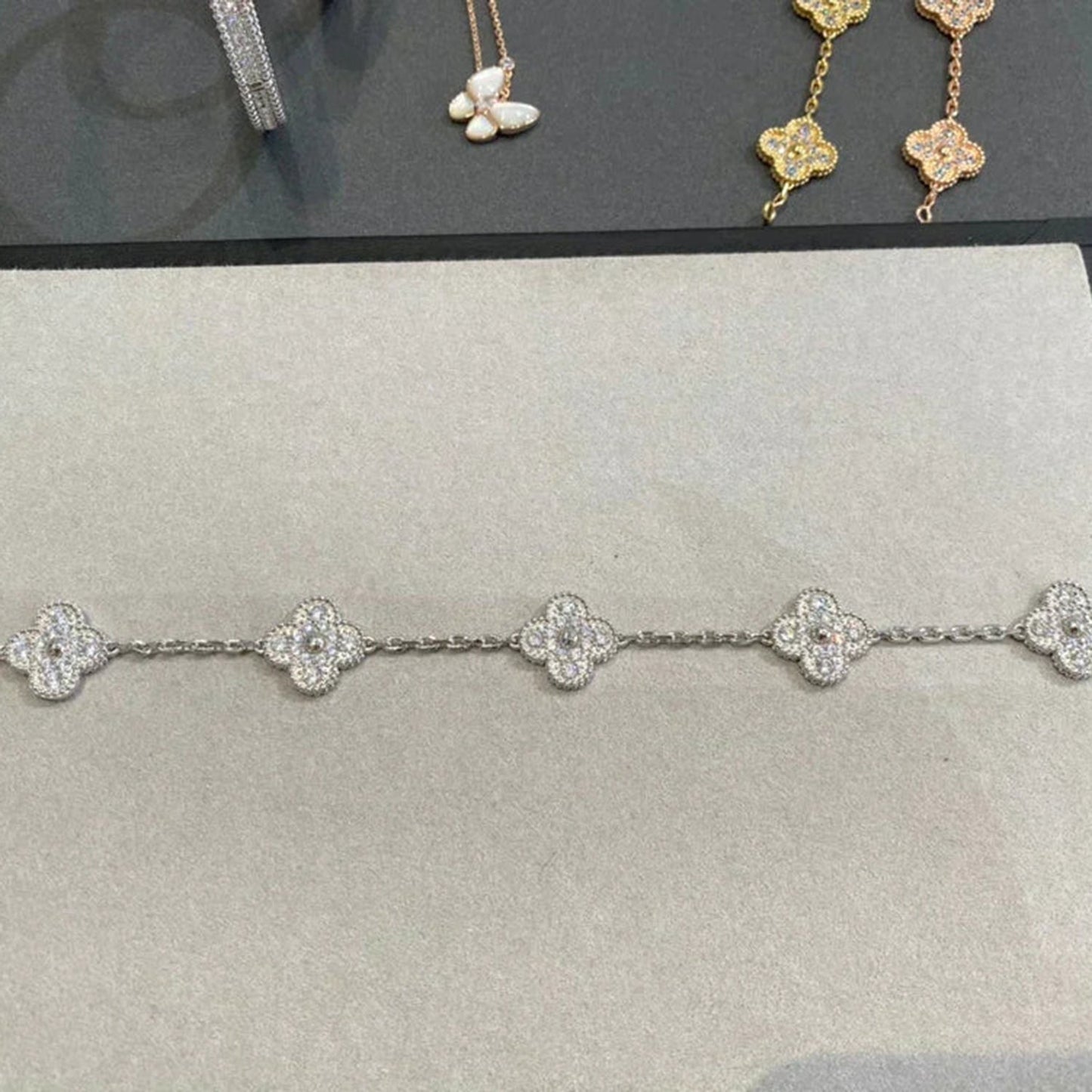 [Mystic]CLOVER 5 MOTIFS  DIAMOND BRACELET SILVER