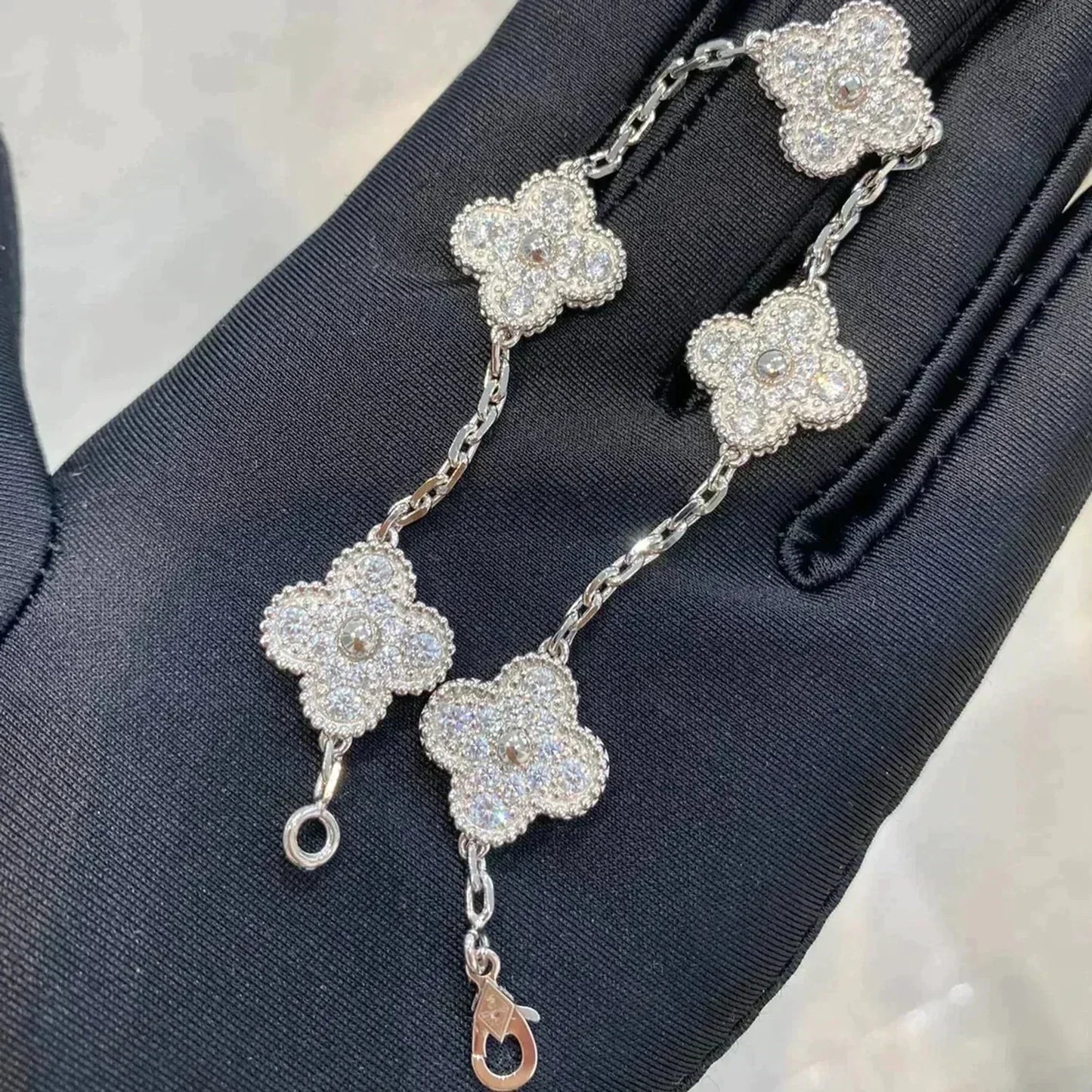 [Mystic]CLOVER 5 MOTIFS  DIAMOND BRACELET SILVER