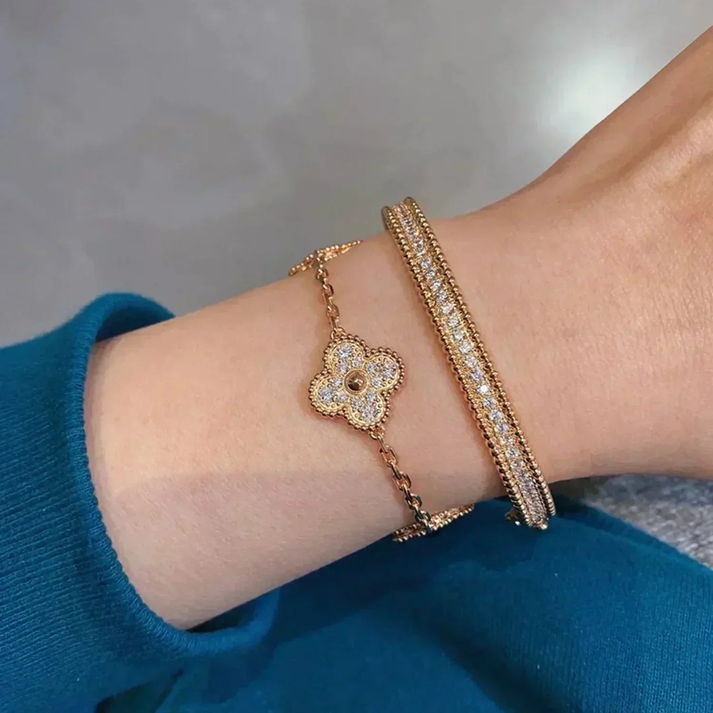 [Mystic-new] CLOVER 5 MOTIF FULL DIAMOND BRACELET COLLECTION