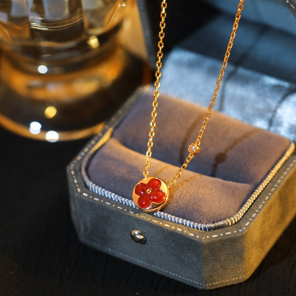 [Mystic]SUN PEDANT PINK GOLD 1 DIAMOND NECKLACE