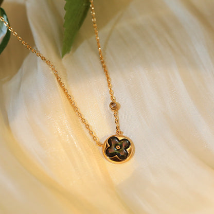 [Mystic]SUN PEDANT PINK GOLD 1 DIAMOND NECKLACE