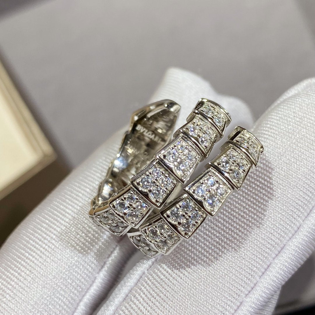 [Mystic]SERPENTI DOUBLE RING SILVER DIAMOND PAVED