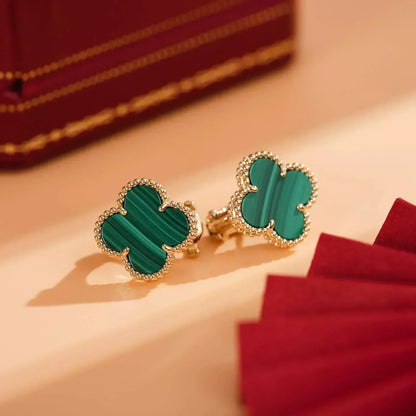 [Mystic]CLOVER MEDIUM 1 MOTIFS MALACHITE  EARRINGS