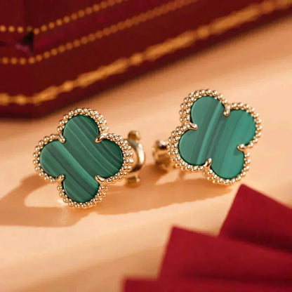 [Mystic]CLOVER MEDIUM 1 MOTIFS MALACHITE  EARRINGS