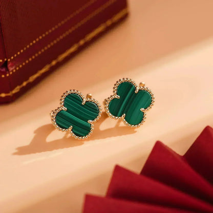 [Mystic]CLOVER MEDIUM 1 MOTIFS MALACHITE  EARRINGS