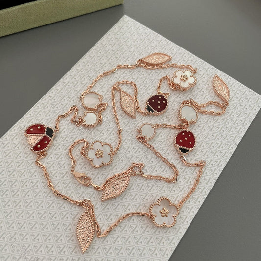 [Mystic]LUCKY SPRING 15 MOTIFS ROSE GOLD NECKLACE