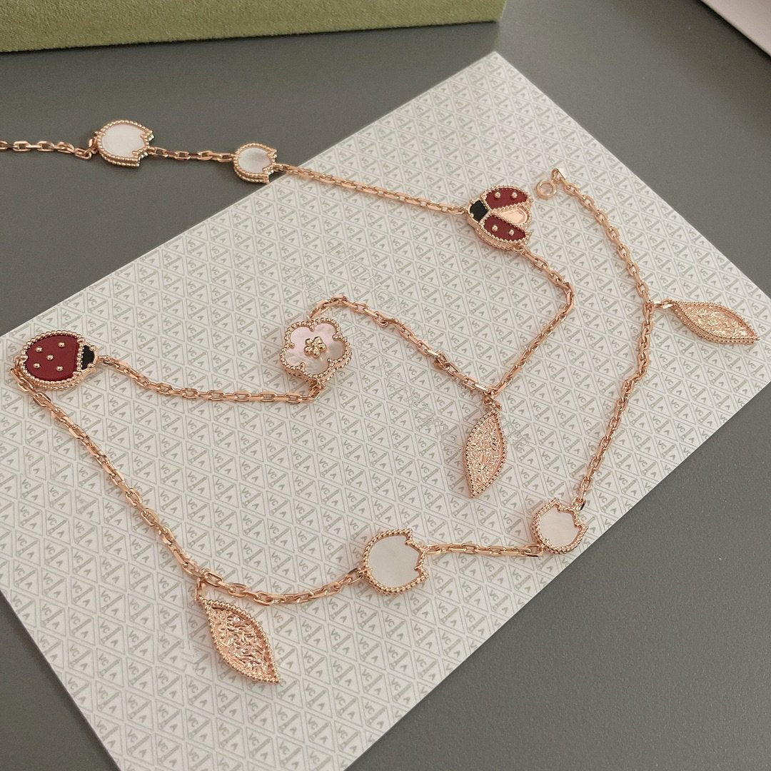 [Mystic]LUCKY SPRING 15 MOTIFS ROSE GOLD NECKLACE