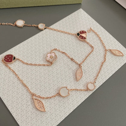 [Mystic]LUCKY SPRING 15 MOTIFS ROSE GOLD NECKLACE