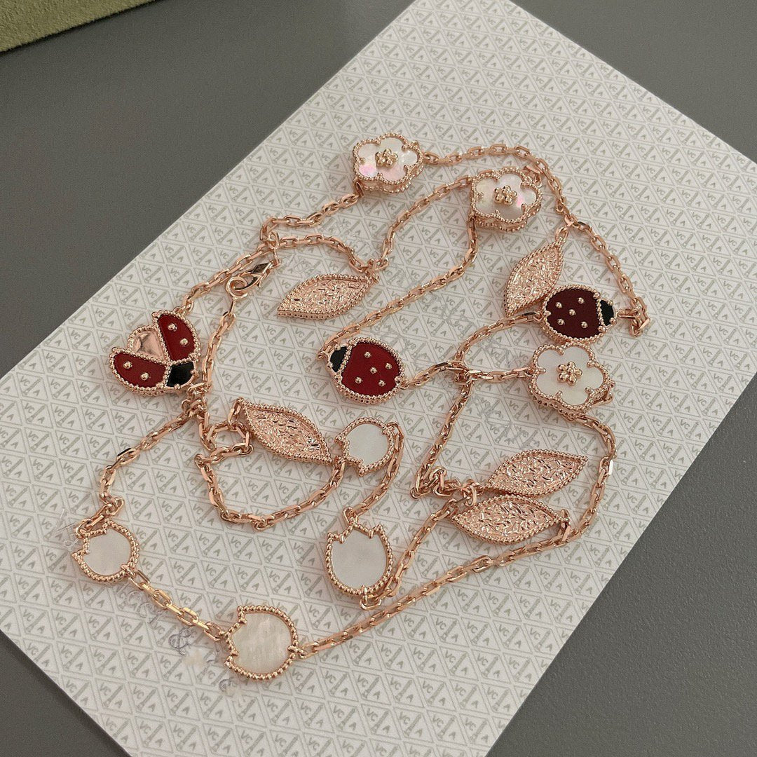 [Mystic]LUCKY SPRING 15 MOTIFS ROSE GOLD NECKLACE