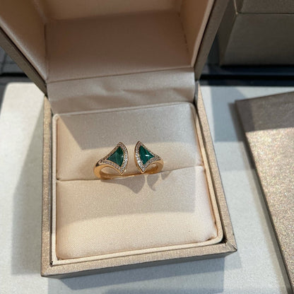 [Mystic]DREAM MALACHITE DIAMOND OPEN RING