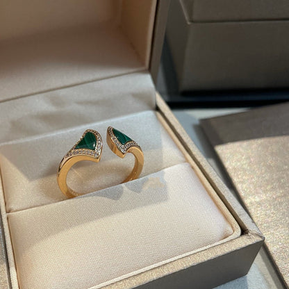 [Mystic]DREAM MALACHITE DIAMOND OPEN RING