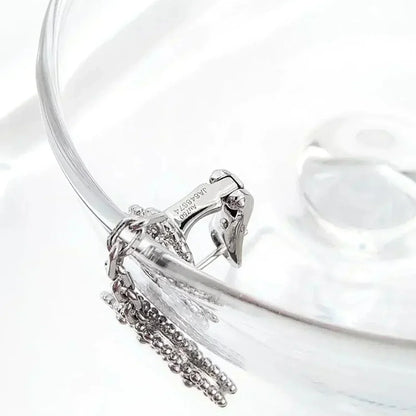 [Mystic]CLOVER 2 MOTIFS  DIAMOND ONYX EARRINGS SILVER