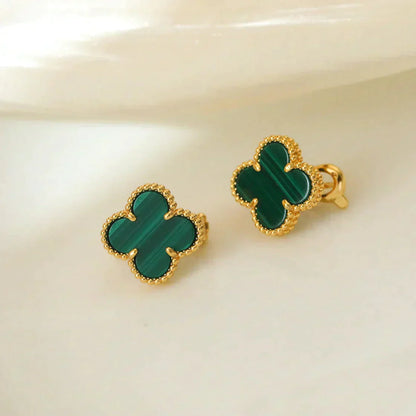 [Mystic]CLOVER MEDIUM 1 MOTIFS MALACHITE  EARRINGS