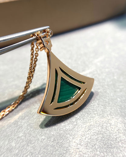 [Mystic]DREAM MALACHITE DIAMOND PAVED PINK GOLD NECKLACE
