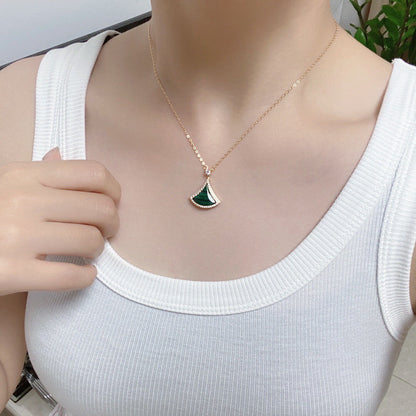 [Mystic]DREAM MALACHITE DIAMOND PAVED PINK GOLD NECKLACE