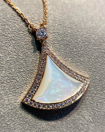 [Mystic]DREAM MOP DIAMOND PAVED PINK GOLD NECKLACE