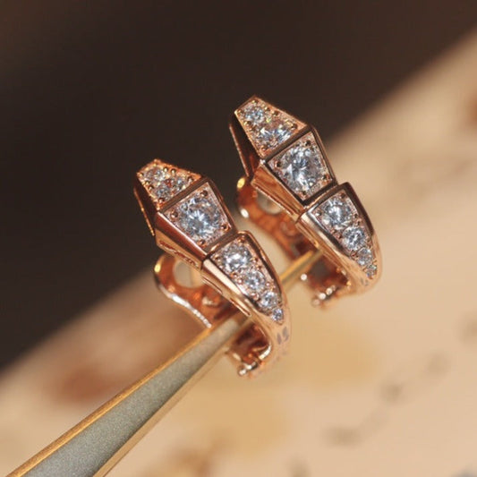 [Mystic]SERPENT PINK GOLD DIAMOND EARRINGS