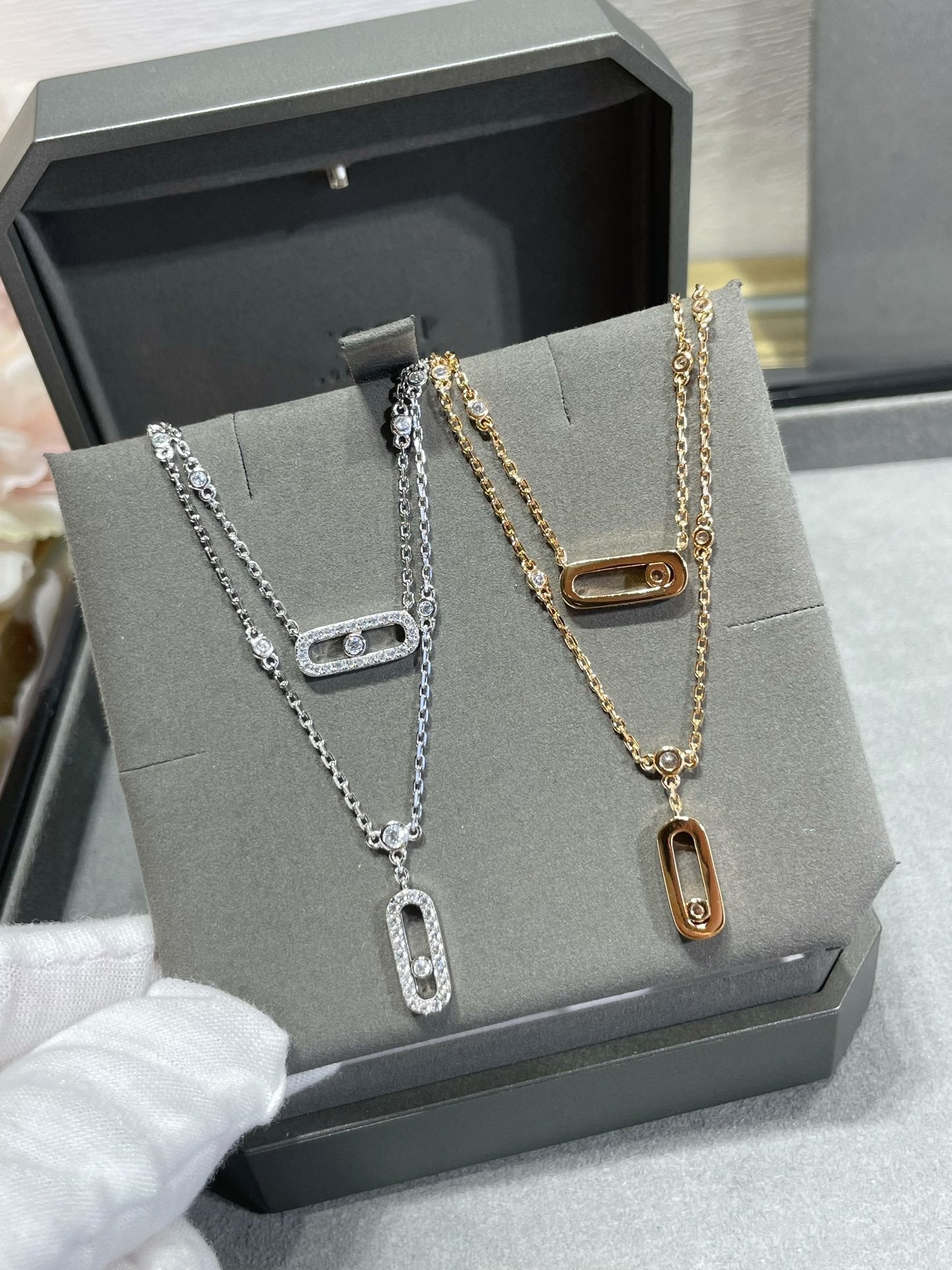 [Mystic JURI]MOVE 2 ROW DIAMOND NECKLACE