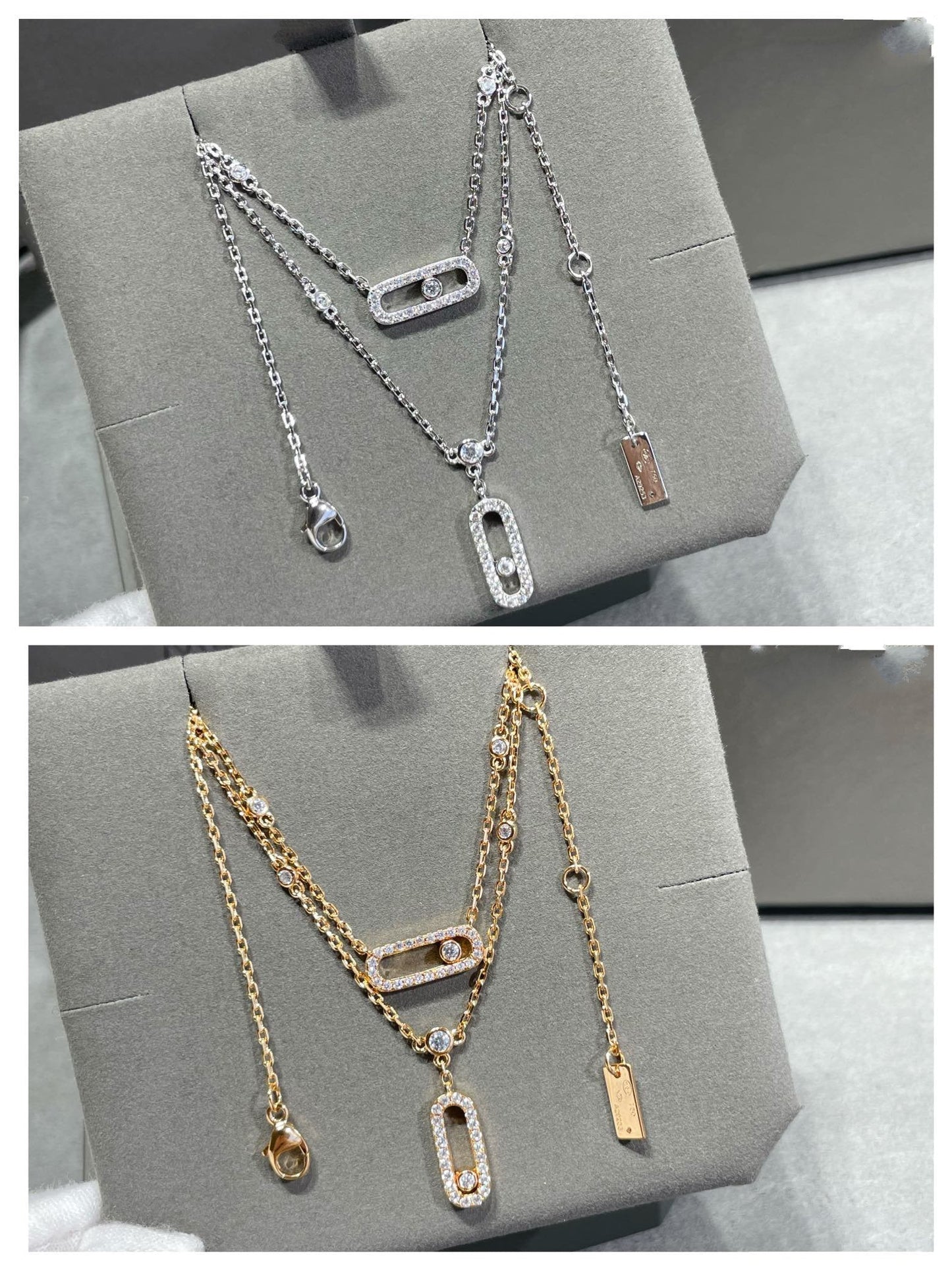 [Mystic JURI]MOVE 2 ROW DIAMOND NECKLACE