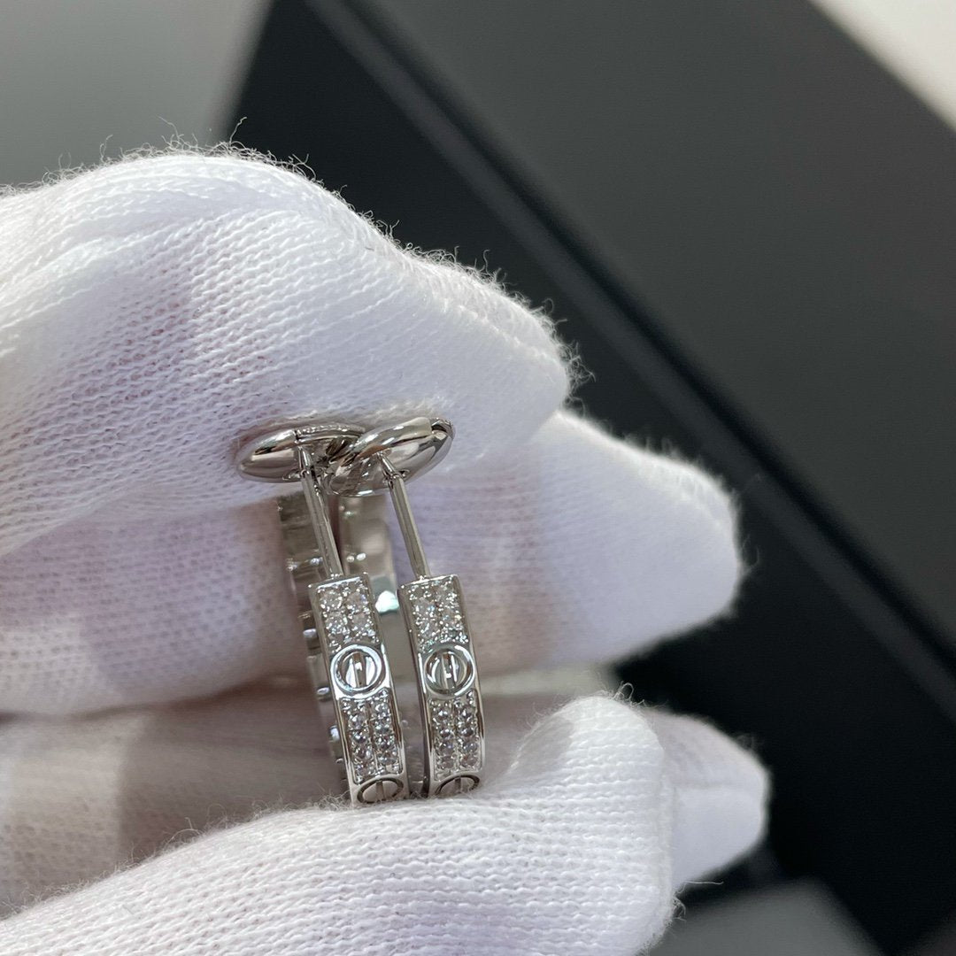 [Mystic]LOVE DIAMOND SILVER HOOP EARRINGS
