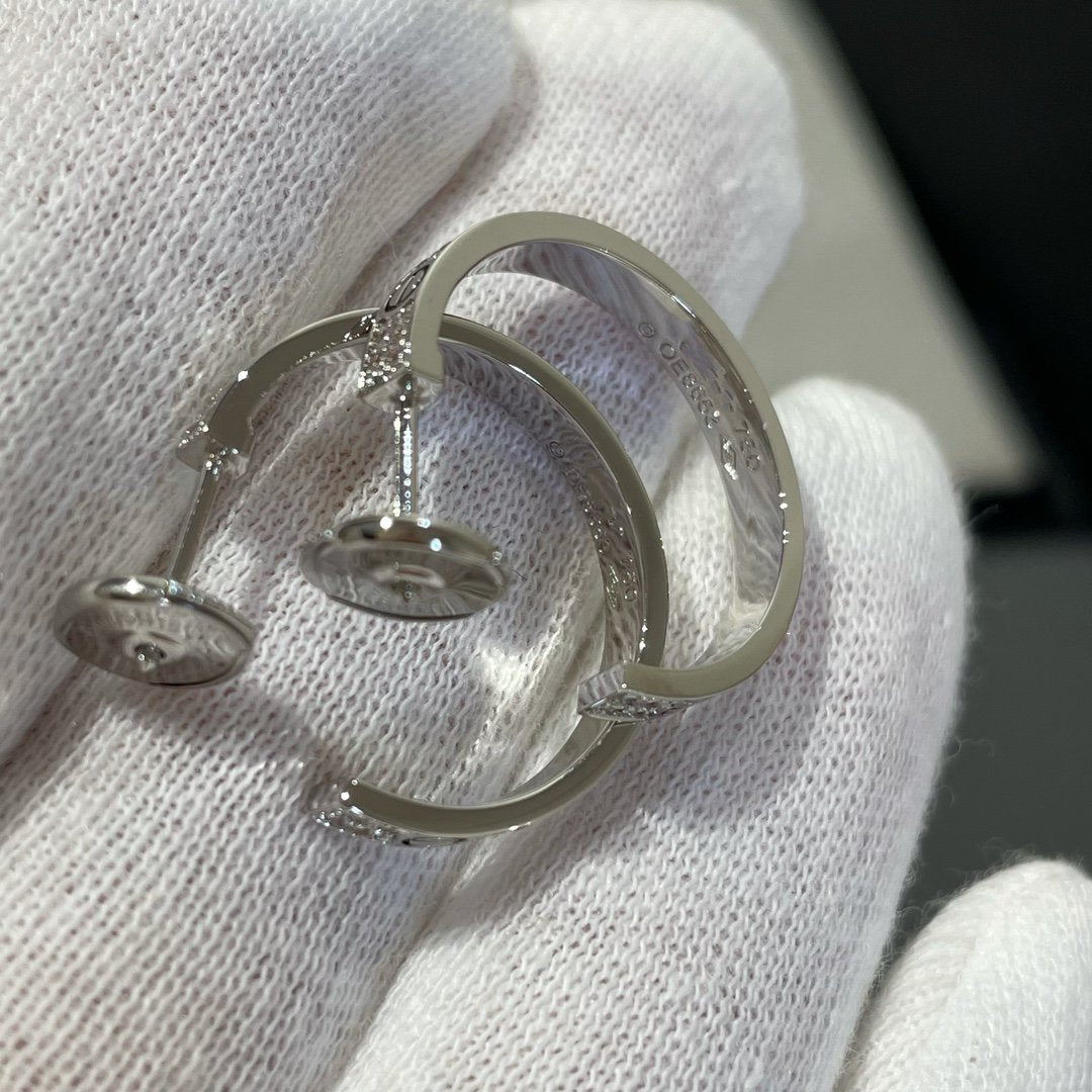 [Mystic]LOVE DIAMOND SILVER HOOP EARRINGS