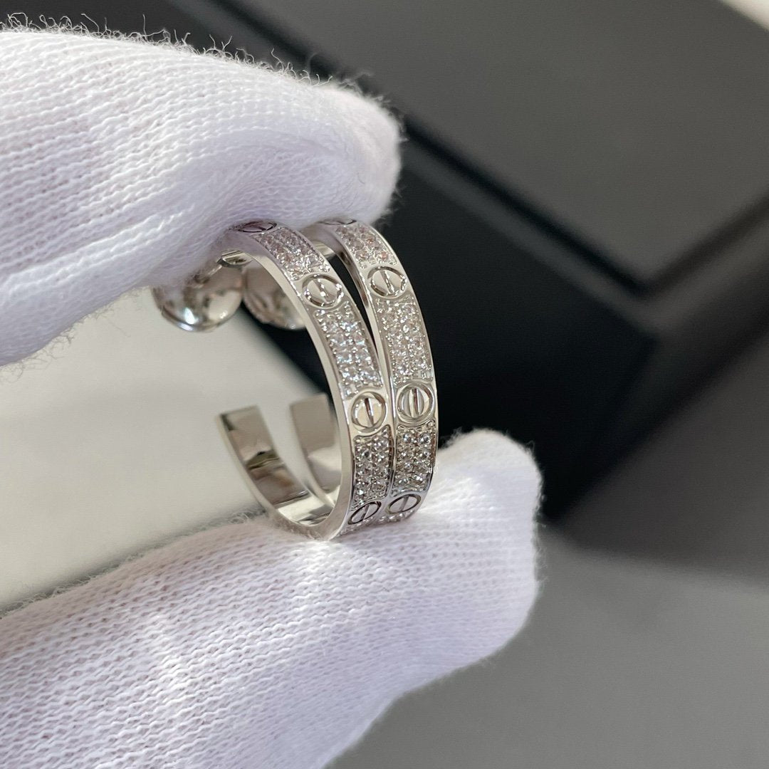 [Mystic]LOVE DIAMOND SILVER HOOP EARRINGS