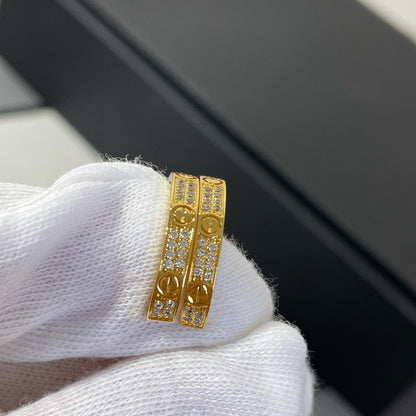 [Mystic]LOVE DIAMOND GOLD HOOP EARRINGS