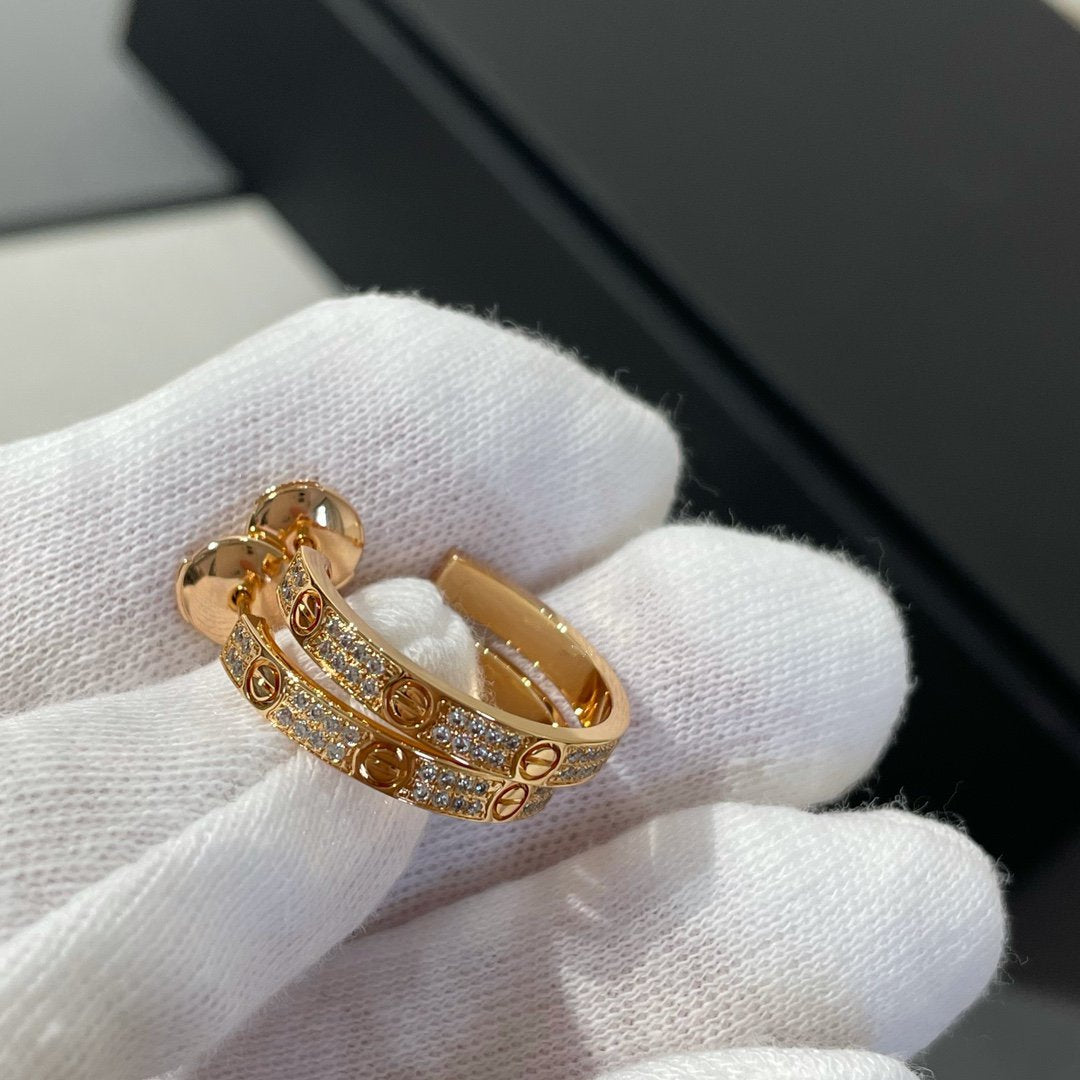 [Mystic]LOVE DIAMOND PINK GOLD HOOP EARRINGS