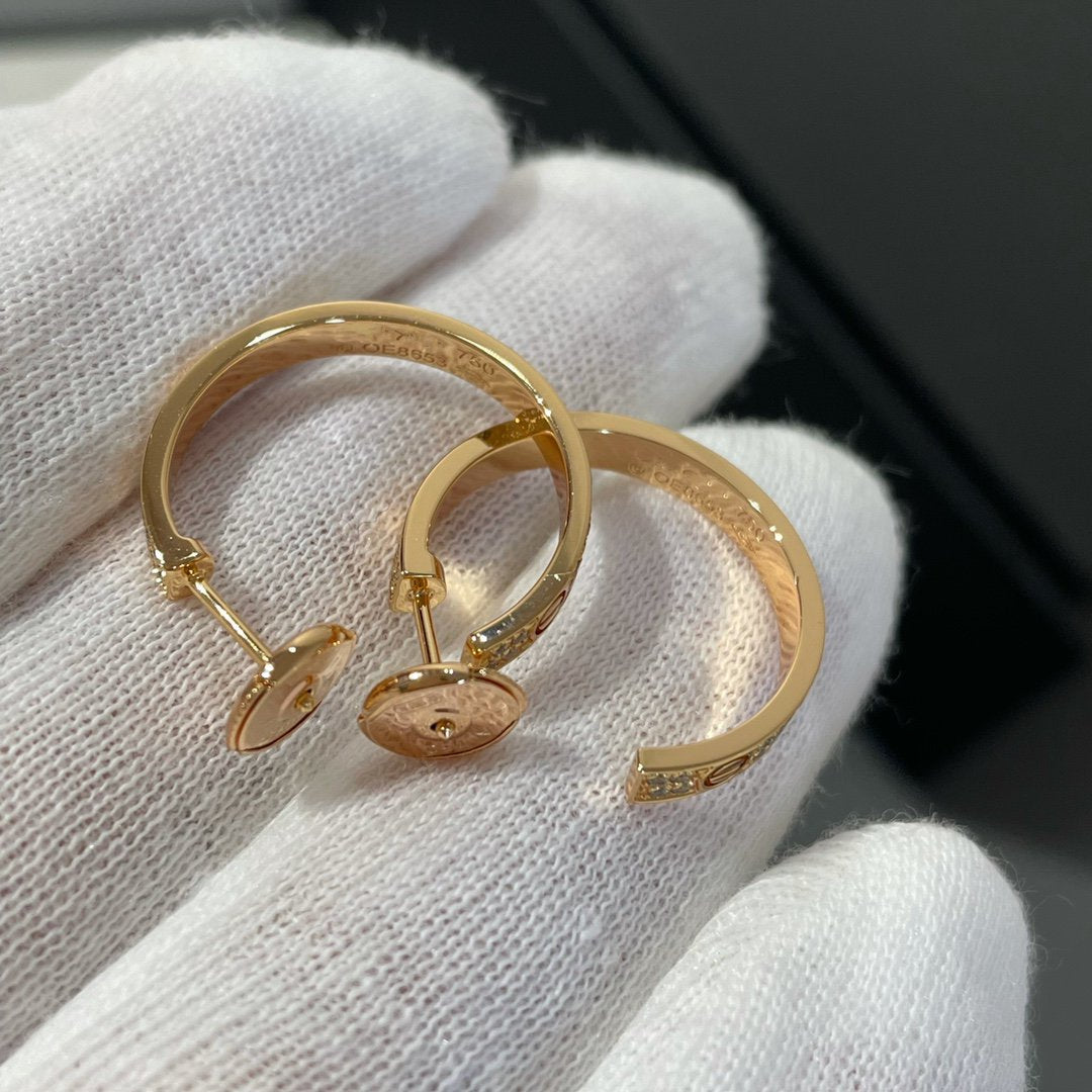 [Mystic]LOVE DIAMOND PINK GOLD HOOP EARRINGS