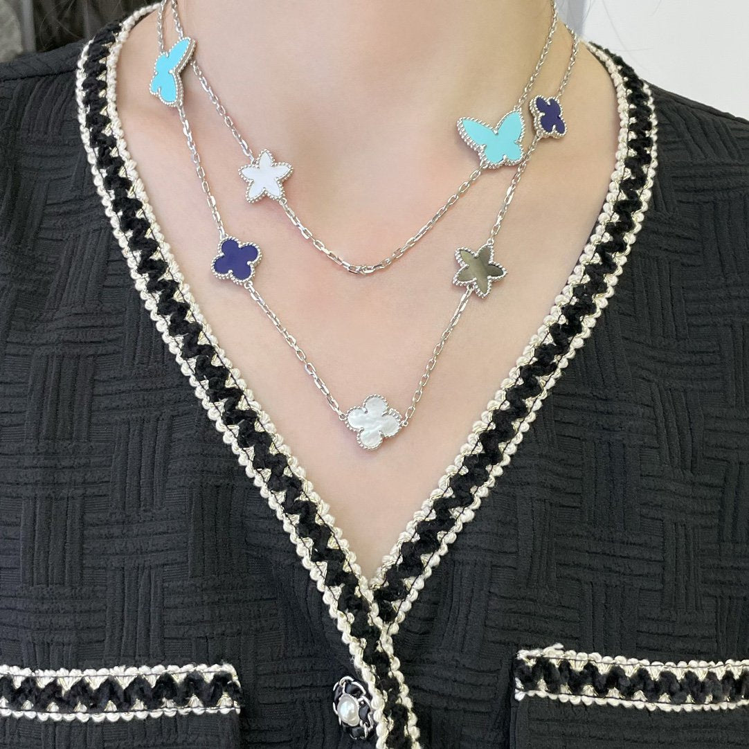 [Mystic]LUCKY CLOVER SILVER 11 MOTIF NECKLACE