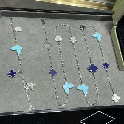 [Mystic]LUCKY CLOVER SILVER 11 MOTIF NECKLACE