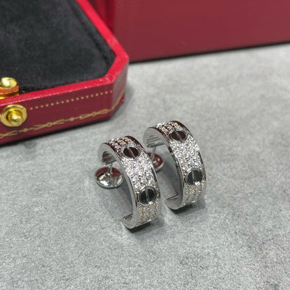 [Mystic]LOVE CERAMIC DIAMOND PAVED SILVER EARRINGS