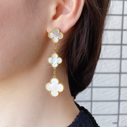 [Mystic]CLOVER MOP 3 MOTIFS GOLD EARRINGS