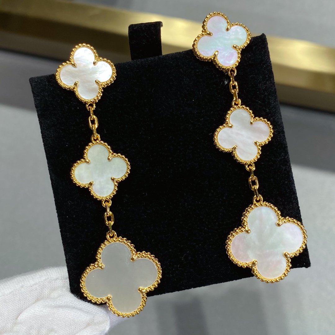 [Mystic]CLOVER MOP 3 MOTIFS GOLD EARRINGS