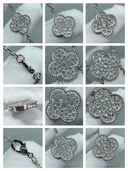 [Mystic]CLOVER 6 MOTIF DIAMOND PAVED NECKLACE