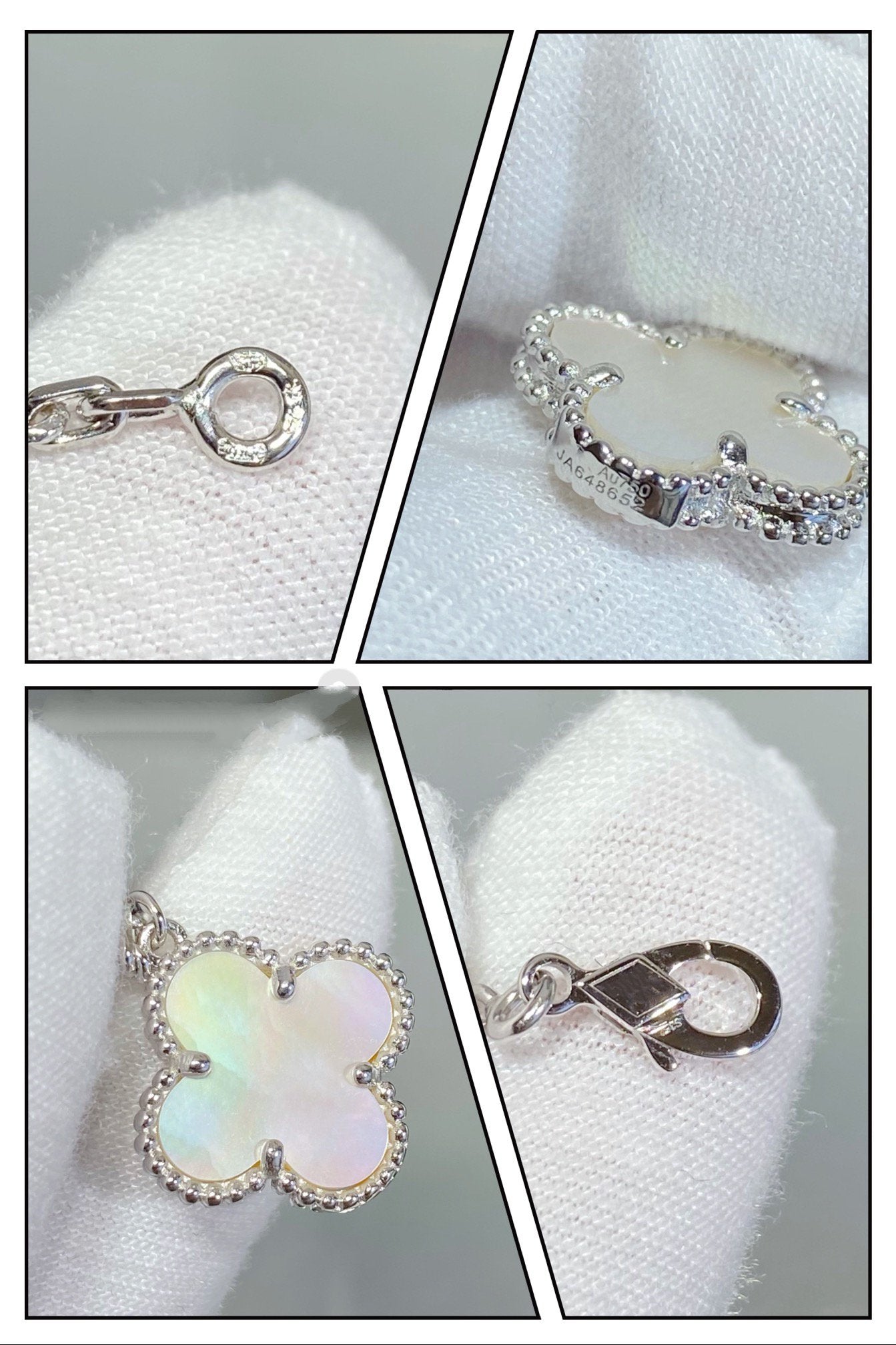 [Mystic]CLOVER 5 MOTIF WHITE MOP SILVER BRACELET