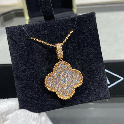 [Mystic]CLOVER 25MM LARGE PEDANT DIAMOND PAVED LONG NECKLACE