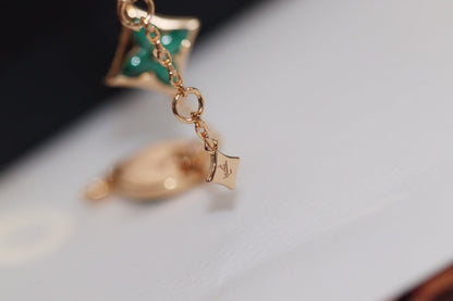 [Mystic]STAR AND SUN 4 MOTIF PINK GOLD MALACHITE BRACELET