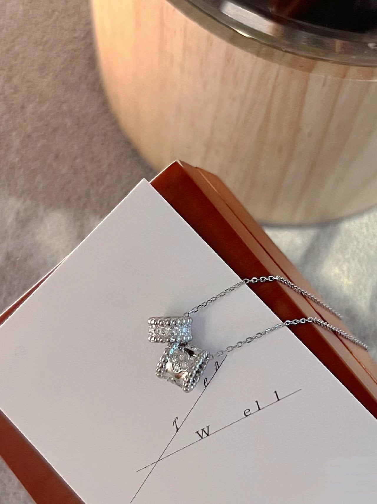 [Mystic]PERLEE DOUBLE PENDANT SILVER DIAMOND NECKLACE