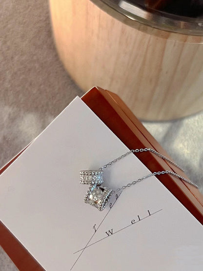 [Mystic]PERLEE DOUBLE PENDANT SILVER DIAMOND NECKLACE