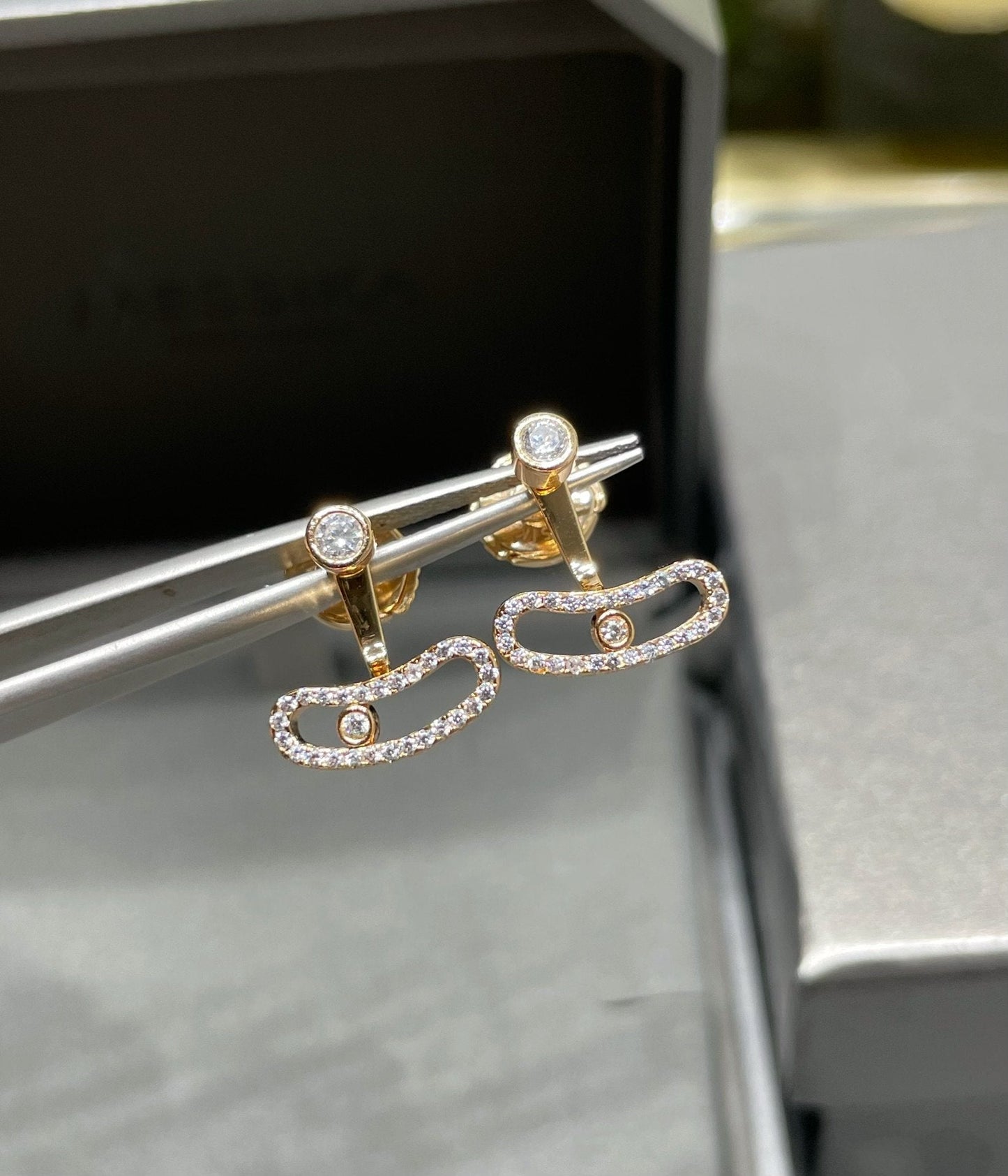 [Mystic JURI]MOVE UNO PINK GOLD DIAMOND EARRINGS