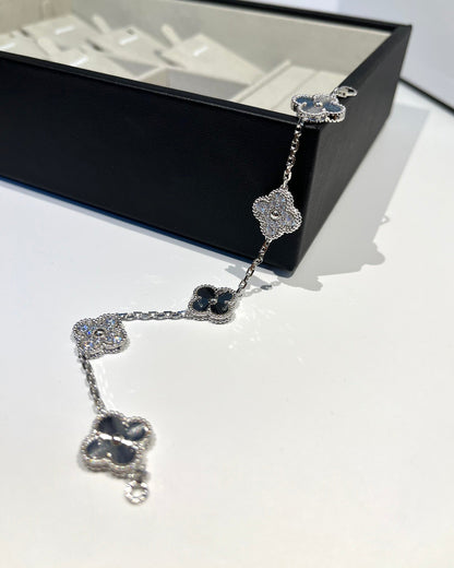 [Mystic]CLOVER 5 MOTIF SILVER DIAMOND BRACELET