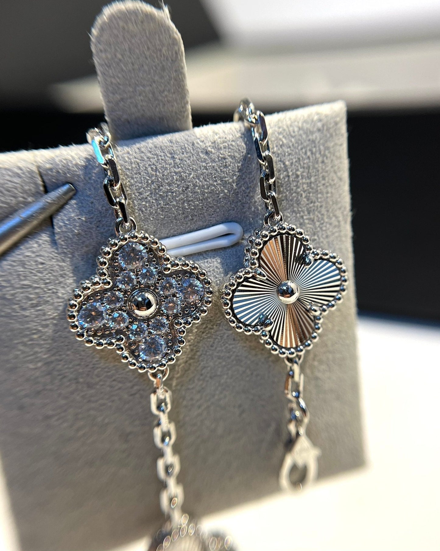 [Mystic]CLOVER 5 MOTIF SILVER DIAMOND BRACELET