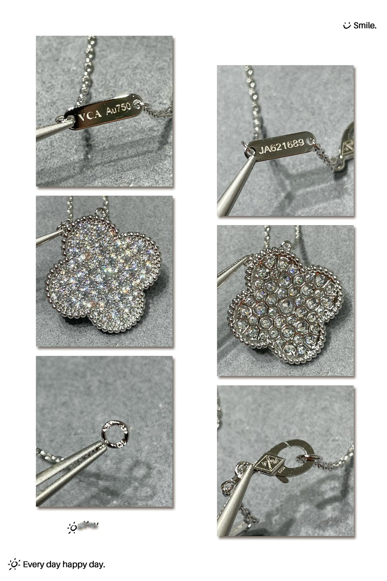 [Mystic]CLOVER 25MM LARGE PENDANT DIAMOND PAVED SILVER NECKLACE