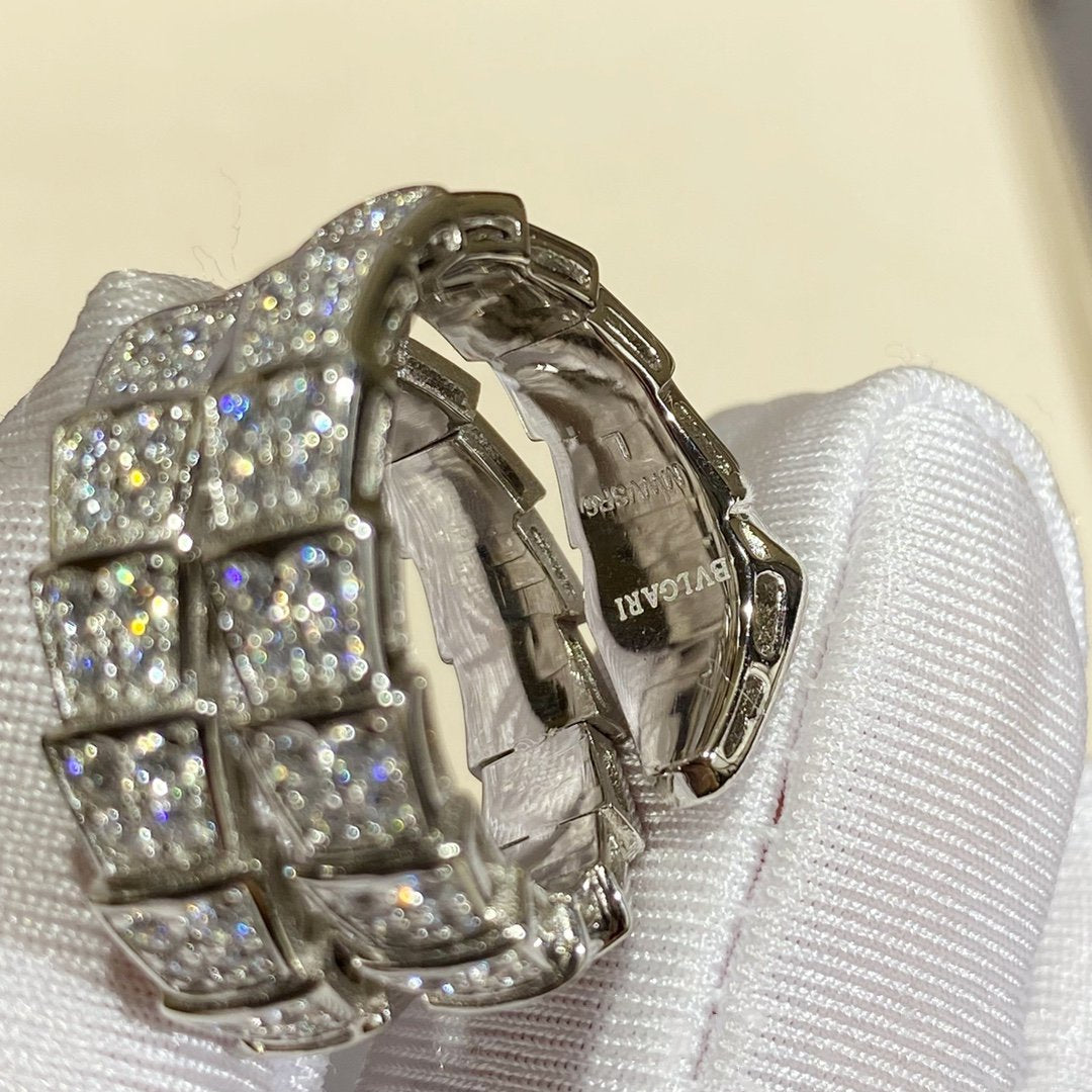[Mystic]SERPENTI DOUBLE RING SILVER DIAMOND PAVED