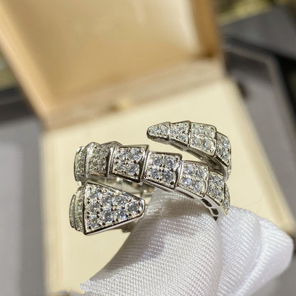 [Mystic]SERPENTI DOUBLE RING SILVER DIAMOND PAVED