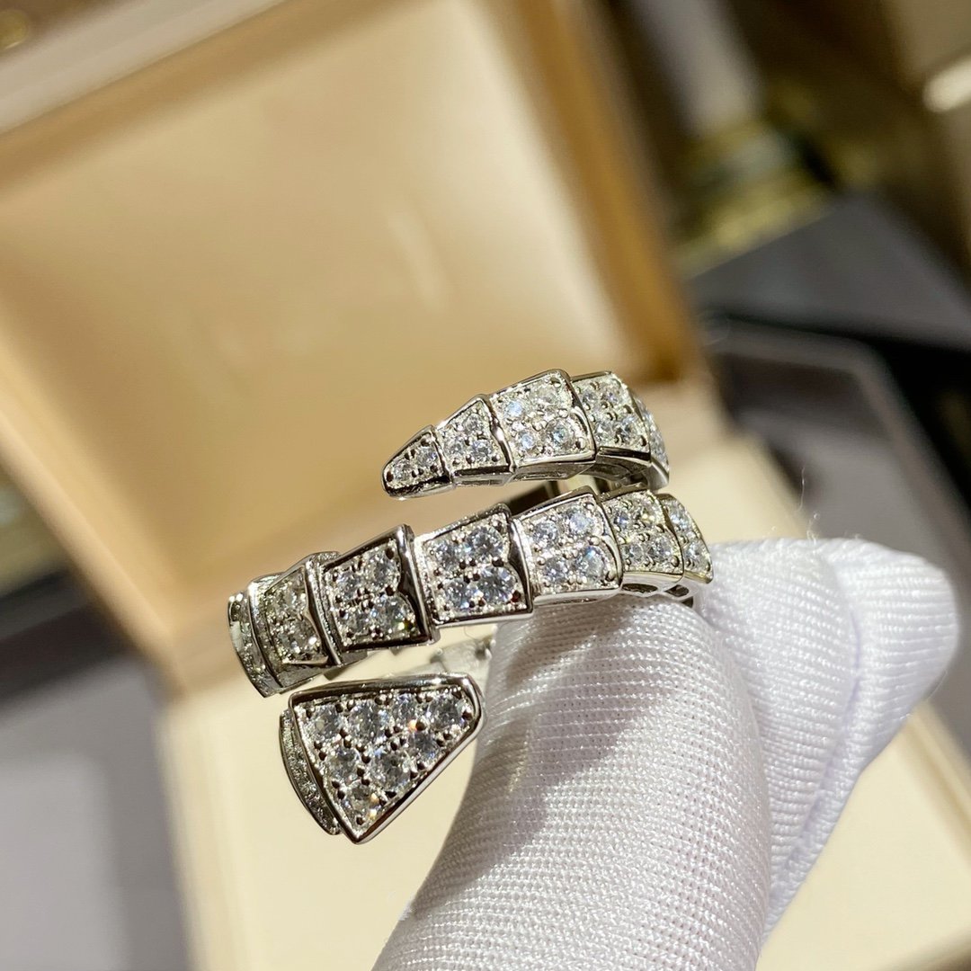[Mystic]SERPENTI DOUBLE RING SILVER DIAMOND PAVED
